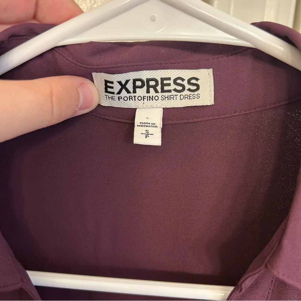 Express Burgundy The Portofino Shirt Dress Workwear Office Size Small Buttons - Picture 4 of 8